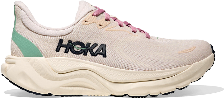 Quarter turn view Women's HOKA Footwear style name Arahi 8 XWide in color Rose Cream/ Alabaster. Sku: 1175531-RCRM