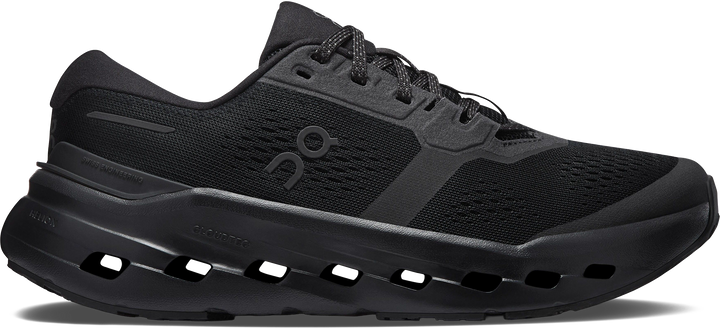 Quarter turn view Men's On Running Footwear style name Cloudrunner 3 Wide in color Black/ Black. Sku: 3MG10091043