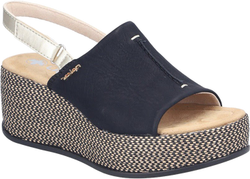 Quarter turn view Women's Rieker Footwear style name Rose 60 in color Schwarz/ Palegold. Sku: 69460-00
