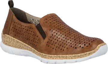 Quarter turn view Women's Rieker Footwear style name Nikita 51 in color Cuoio. Sku: N4251-22